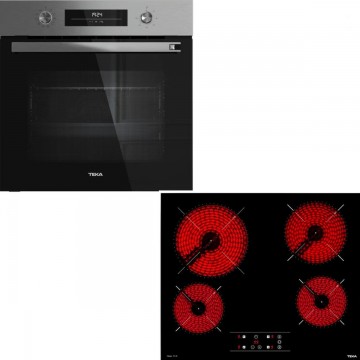 Teka HSB 6360 SS + TBC 64010 TTC Φούρνος άνω Πάγκου 71lt με Κεραμικές Εστίες Π59.5εκ. Μαύρος